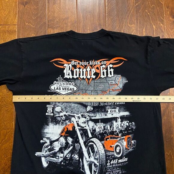 Pro 5 Las Vegas Route 66 The Mother Road Motorcycle Black Tee Men's Size XL - Picture 7 of 8